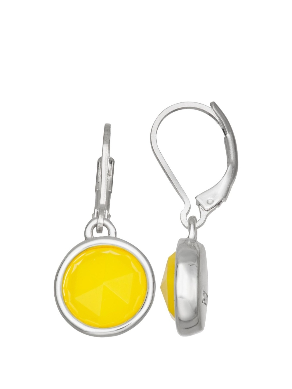 Napier Yellow Round Drop Earrings - Silver Tone